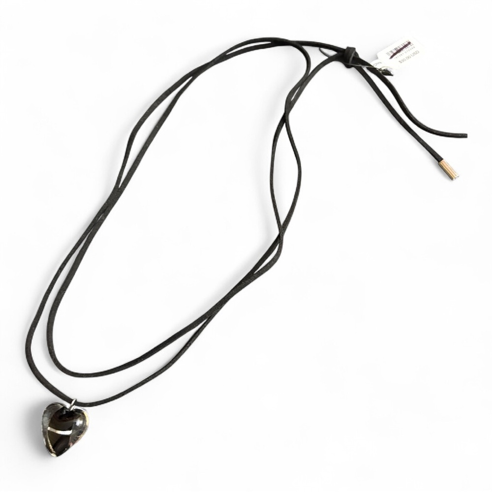 Free People Black Heart Pendant Necklace NWT